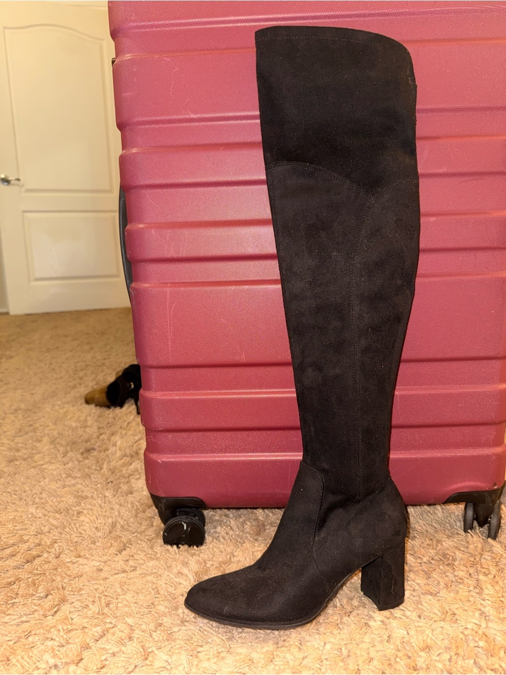 Marc Fisher Black Over-the-Knee Block Heel Boots